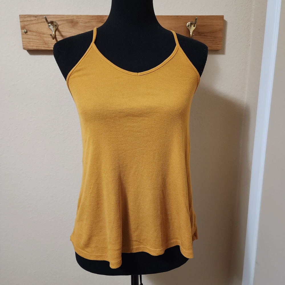 Arizona Jean Company Goldenrod Mustard Ribbed V-Neck Camisole